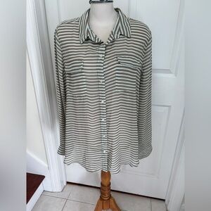 Old Navy Brown and Green Striped Blouse plus size